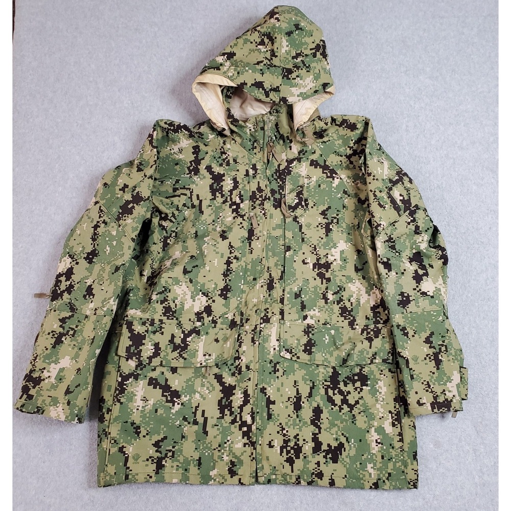 US Navy Parka Working Type III Gore-Tex Camo Waterproof Jacket Hood Medium Short